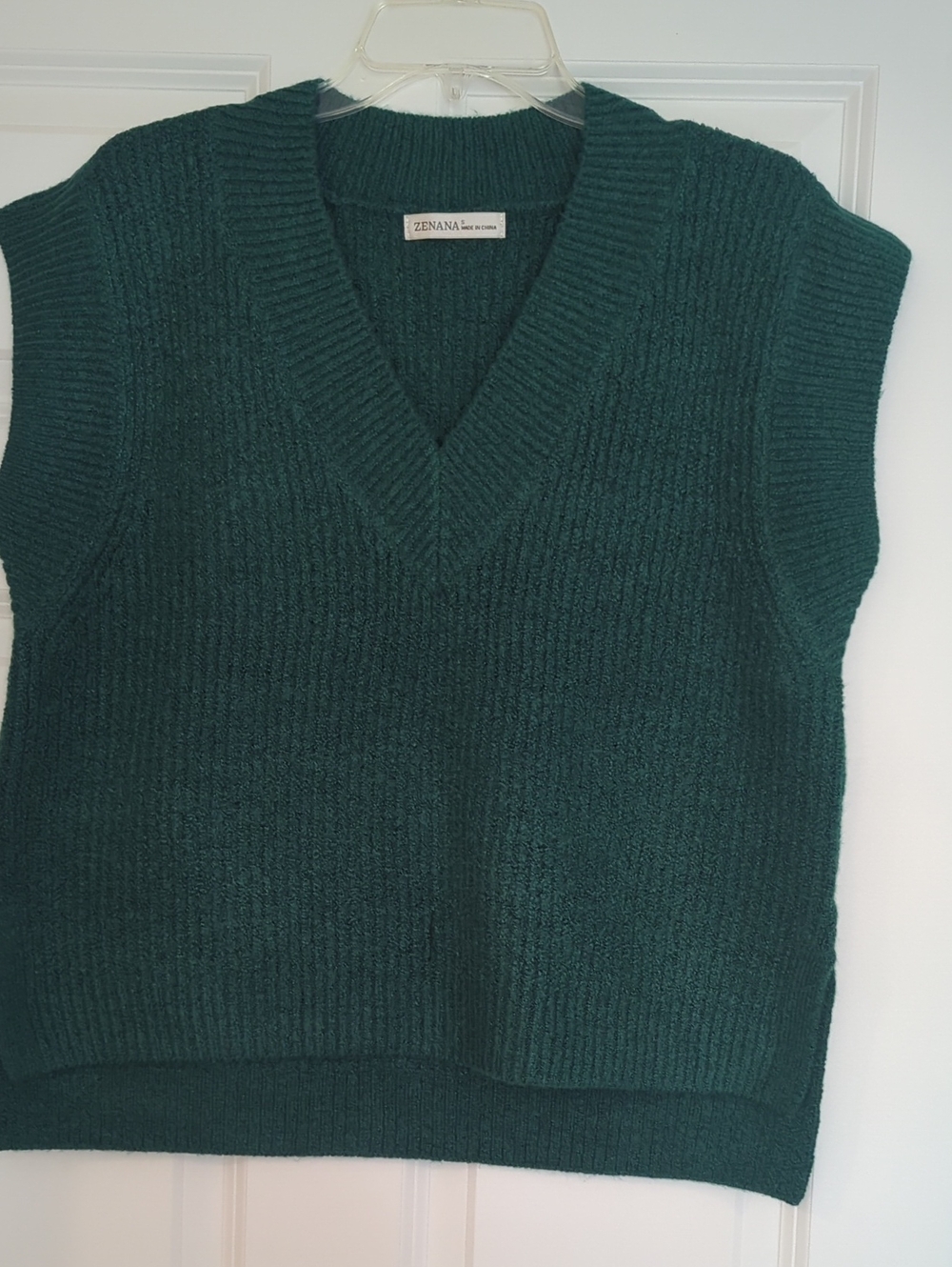 Zenana Outfitters Forest Green V-Neck Ribbed Knit Sweater Vest